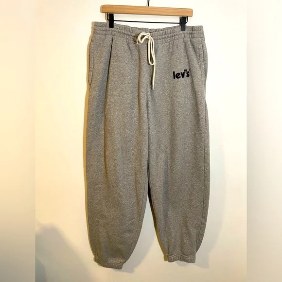 Levi's Light Grey Graphic Cotton Blend Sweatpants Men's Size XL Relax Athleisure - Picture 1 of 10